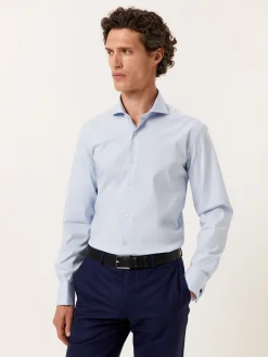 Best Slim Fit Performance Poplin Shirt with Dublin Collar Slim and Double Cuff Camisas Clássicas