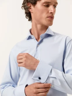 Best Slim Fit Performance Poplin Shirt with Dublin Collar Slim and Double Cuff Camisas Clássicas