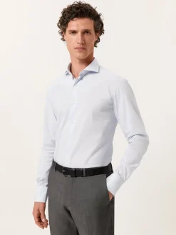 Discount Slim Fit Performance Small Striped Shirt with Dublin Collar Camisas Clássicas