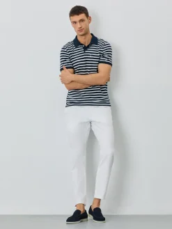Best Slim Fit Piqué Polo With Chest Pocket In BCI Cotton With Stripes Polos