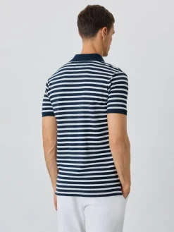 Best Slim Fit Piqué Polo With Chest Pocket In BCI Cotton With Stripes Polos