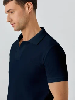New Slim Fit Piqué Polo With Ribbed Cuba Collar In BCI Cotton Polos