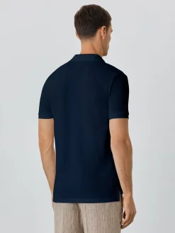 New Slim Fit Piqué Polo With Ribbed Cuba Collar In BCI Cotton Polos