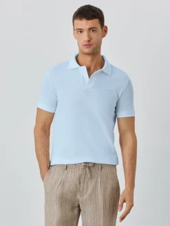 New Slim Fit Piqué Polo With Ribbed Cuba Collar In BCI Cotton Polos
