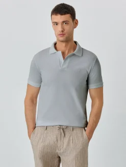 New Slim Fit Piqué Polo With Ribbed Cuba Collar In BCI Cotton Polos