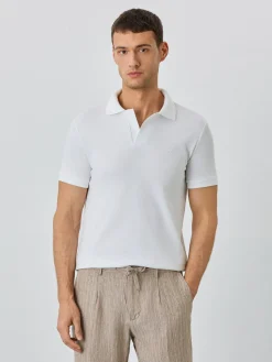 New Slim Fit Piqué Polo With Ribbed Cuba Collar In BCI Cotton Polos