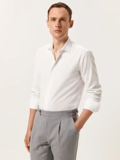 Best Slim Fit Piquet Structure Garment Dye Shirt with Open Collar Camisas Casuais