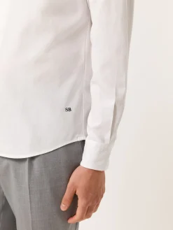 Best Slim Fit Piquet Structure Garment Dye Shirt with Open Collar Camisas Casuais