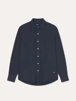 Best Slim Fit Piquet Structure Garment Dye Shirt with Open Collar Camisas Casuais