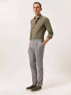 Best Slim Fit Piquet Structure Garment Dye Shirt with Open Collar Camisas Casuais