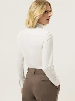 Online Slim Fit Plain Comfort Poplin Shirt With Pin Collar MULHER Camisas