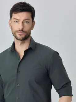Hot Slim fit poplin over dye shirt Camisas Casuais