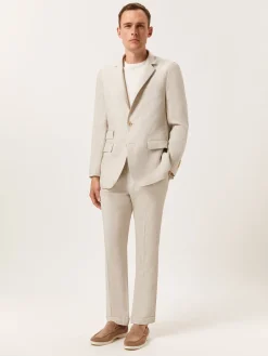 Slim Fit Prince of Wales Check Suit in Pure Linen Fatos