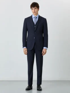 Online Slim Fit Prince Of Wales 3 Pieces Suit In Wool-elastane Blend Fatos