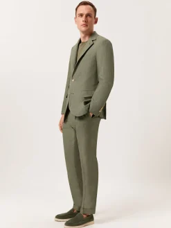 Outlet Slim Fit Prince of Wales Check Suit in Pure Linen Fatos