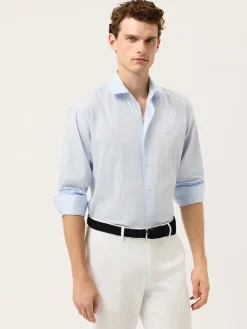 New Slim Fit Pyrus Striped Shirt With Soft Satin Finish Camisas Casuais