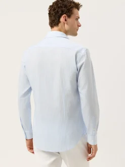 New Slim Fit Pyrus Striped Shirt With Soft Satin Finish Camisas Casuais