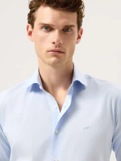 Slim Fit Pyrus Striped Shirt With Soft Satin Finish Camisas Casuais