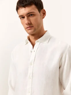 Hot Slim Fit Shirt in 100% Linen Camisas Casuais|Camisas Casuais