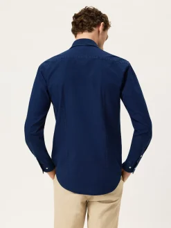 New Slim Fit Shirt In Jacquard Denim With Garment Wash Finish Camisas Casuais