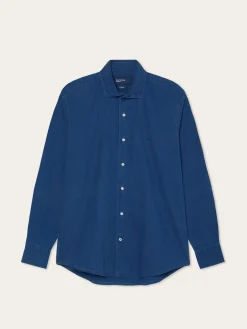 New Slim Fit Shirt In Jacquard Denim With Garment Wash Finish Camisas Casuais