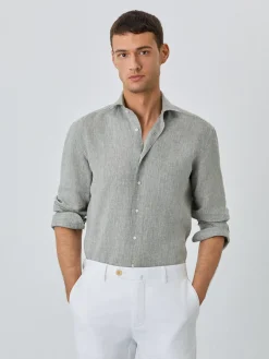 Online Slim Fit Shirt With Bristol Collar In Linen Camisas Clássicas