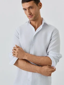Online Slim Fit Shirt With Bristol Collar In Linen Camisas Clássicas