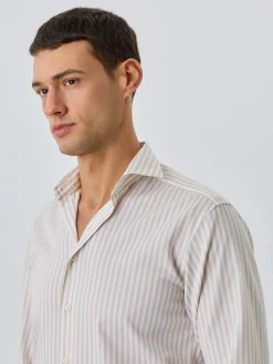Slim Fit Shirt With Bristol Collar In Cotton With Stripes Camisas Clássicas
