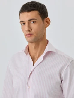 Hot Slim Fit Shirt With Dublin Collar In Cotton With Stripes Camisas Clássicas