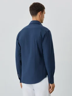 Online Slim Fit Shirt With Open Collar in Cotton-elastane Blend Camisas Casuais