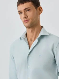 Online Slim Fit Shirt With Open Collar in Cotton-elastane Blend Camisas Casuais