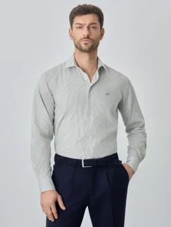 Discount Slim fit sof satin striped shirt Camisas Casuais
