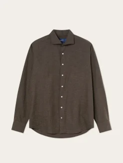 Online Slim Fit Soft Cotton Flannel Shirt With Newport Collar Camisas Casuais