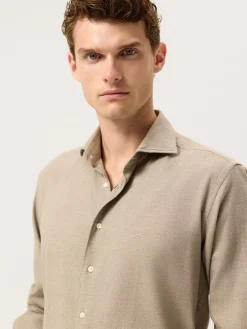 Online Slim Fit Soft Cotton Flannel Shirt With Newport Collar Camisas Casuais