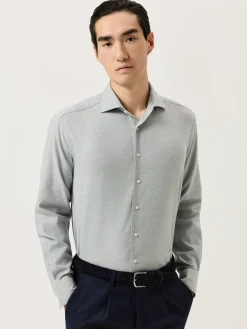 Online Slim Fit Soft Cotton Flannel Shirt With Newport Collar Camisas Casuais
