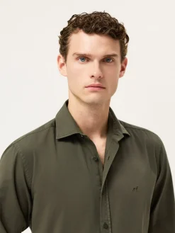 Best Slim Fit Soft Cotton Twill Shirt With Garment-Dyed Finish Camisas Casuais