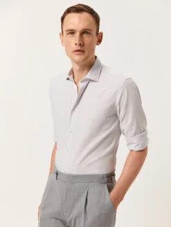Best Slim Fit Striped Cotton Linen Shirt with Open Collar Camisas Casuais