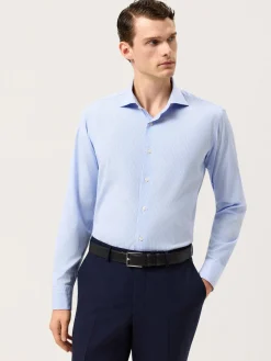 New Slim Fit Striped Formal Shirt With Newport Collar Camisas Clássicas