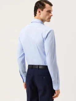 New Slim Fit Striped Formal Shirt With Newport Collar Camisas Clássicas