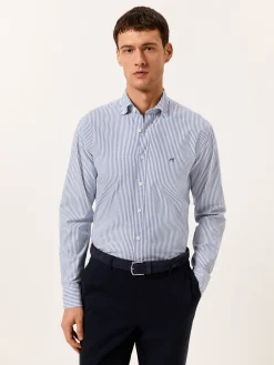 Online Slim Fit Striped Oxford Shirt in 100I Cotton Camisas Casuais|Camisas Casuais