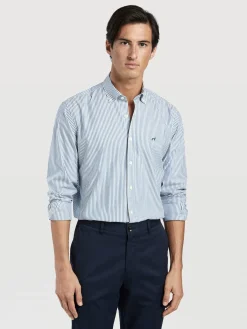 Outlet Slim Fit Striped Oxford Shirt in 100I Cotton Camisas Casuais|Camisas Casuais