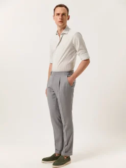 Clearance Slim Fit Striped Shirt in BCI Cotton with Open Collar Camisas Casuais