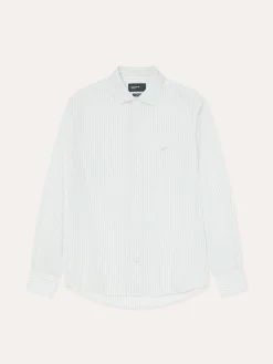Outlet Slim Fit Striped Shirt in BCI Cotton with Open Collar Camisas Casuais