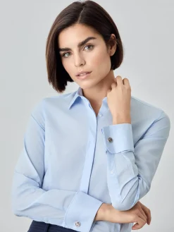 Sale Slim Fit Striped Shirt With Gold Cuffs Buttons In Cotton MULHER Camisas