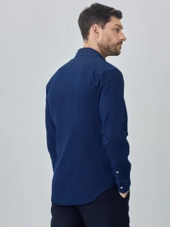 New Slim fit structure washed shirt Camisas Casuais