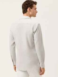 Discount Slim Fit Structured Cotton Shirt With Garment-Dyed Finish Camisas Casuais