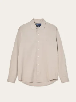 Discount Slim Fit Structured Cotton Shirt With Garment-Dyed Finish Camisas Casuais