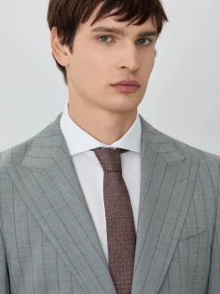 New Slim Fit Suit In Wool-elastane Blend With Stripes Fatos