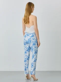 Outlet Slim Fit Suit Trousers In Rayon Blend With Floral Print MULHER Fatos|Calças De Fato