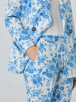 Outlet Slim Fit Suit Trousers In Rayon Blend With Floral Print MULHER Fatos|Calças De Fato